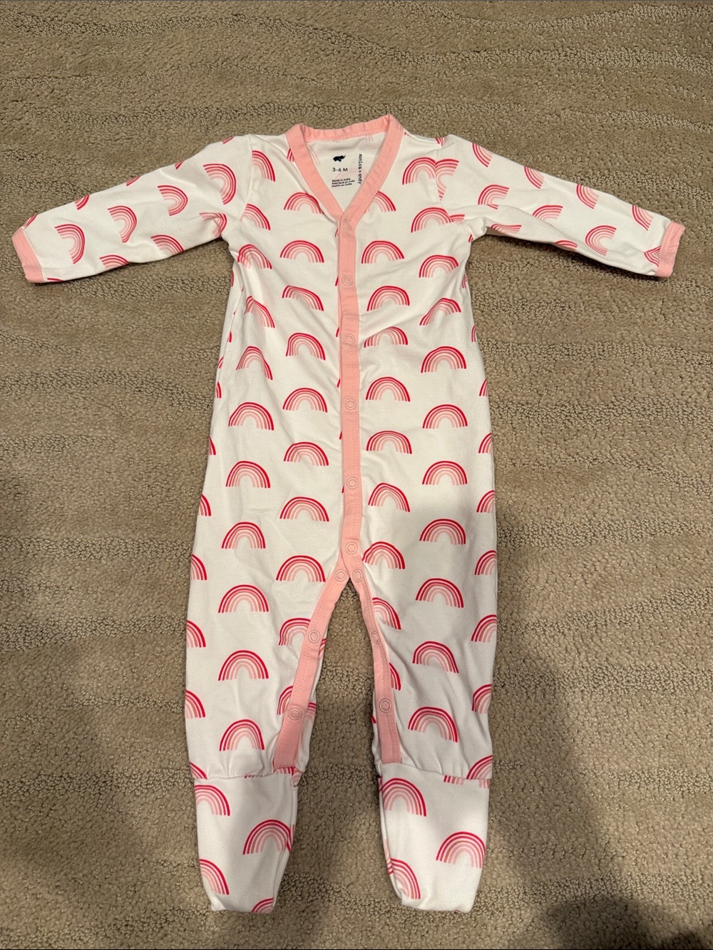 Pink Rainbow Print Footed One-Piece Pajama for Kids Monica and Andy